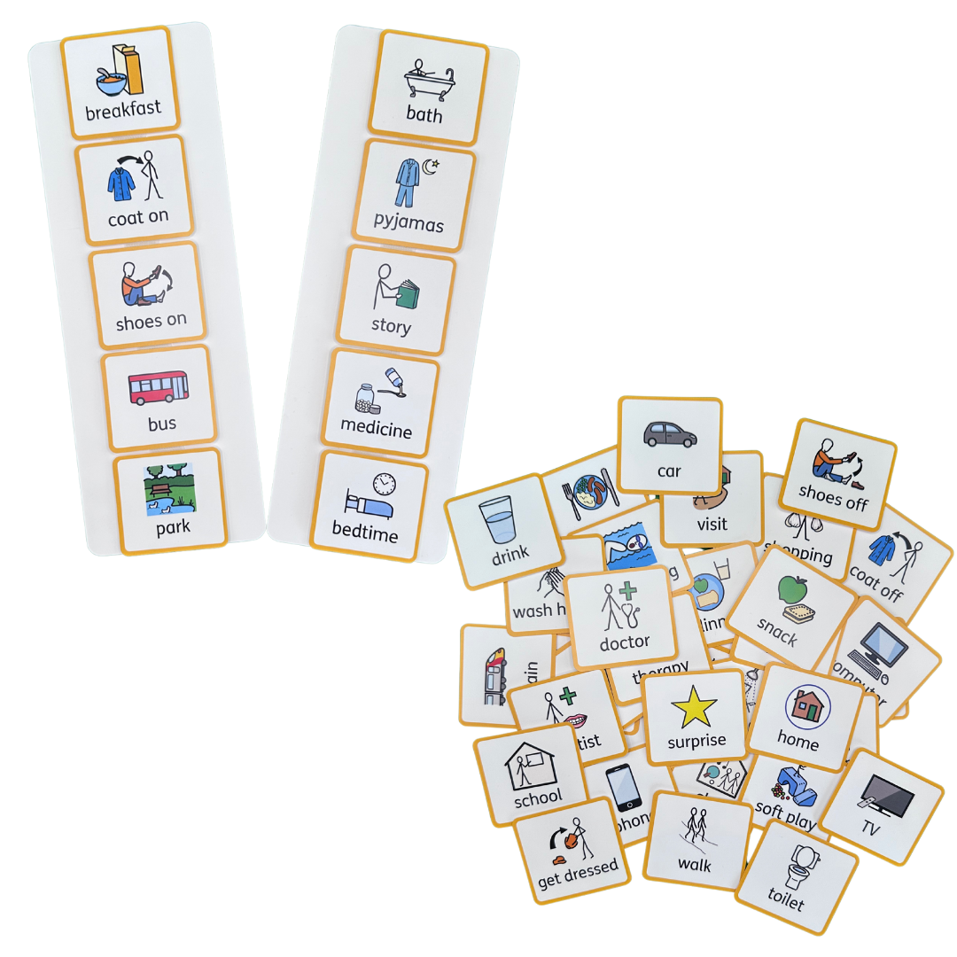 Visual Timetable for Home – Ready-Made Base Boards & Symbol Cards with Velcro | Visual Support for Children and Adults