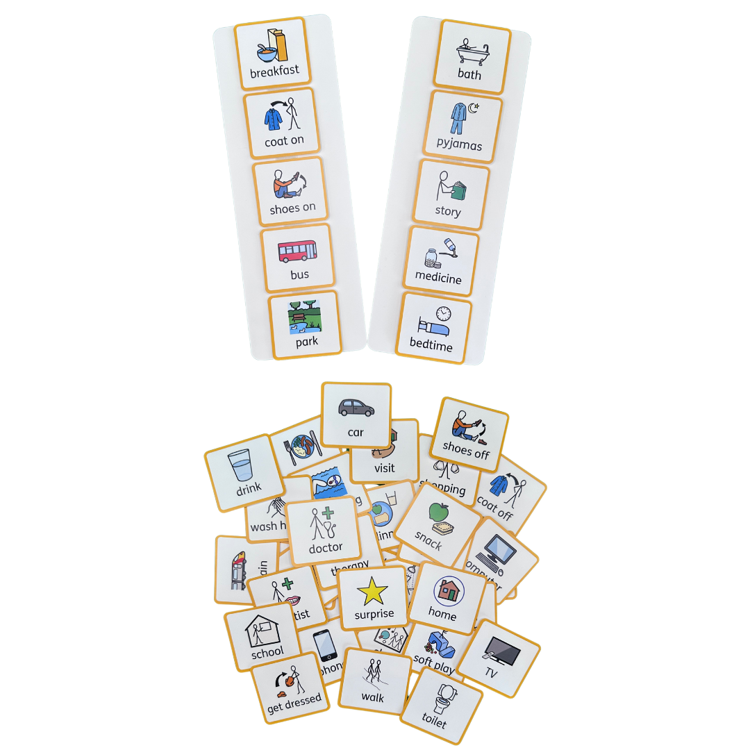 Visual Timetable for Home – Ready-Made Base Boards & Symbol Cards with Velcro | Visual Support for Children and Adults