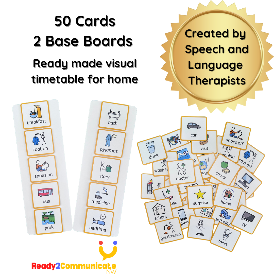 Visual Timetable for Home – Ready-Made Base Boards & Symbol Cards with Velcro | Visual Support for Children and Adults
